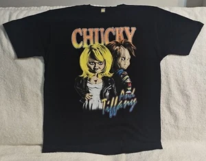 CHUCKY AND TIFFANY BRIDE HORROR CHILDS PLAY SCARY DOLL T-SHIRT - Picture 1 of 2