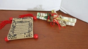 Set of 2 MUSIC MANUSCRIPT SCROLLS Christmas Ornaments - Picture 1 of 3