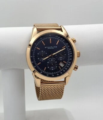 Reloj cronógrafo Stuhrling 3975 8 Preston para hombre tono oro rosa - pantalla Macy's Foto 1 de 4