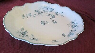 Antique J&G Meakin Large Platter Teal Blue Transferware Floral Semi-Porcelain • 43.34€