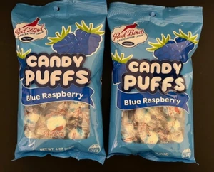 Red Bird BLUE RASPBERRY Puffs-Melts Away Candy Puffs-LOT OF 2 BAGS-*Made in USA* - Bild 1 von 2