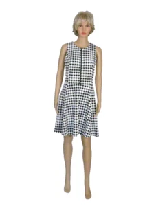 MICHAEL KORS Size 6 Houndstooth Sleeveless Front Zip Flare Skirt Dress - Picture 1 of 9