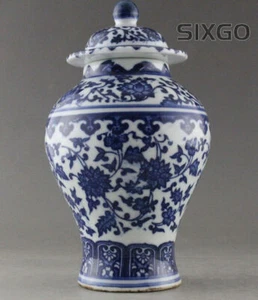 Fine China handbemalte Blume blau-weiß Porzellan Vase & Dose - Bild 1 von 5