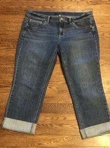White House Black Market Noir Jeans Größe 8 kurzes Bein Glitzer Tasche verziert - Bild 1 von 5