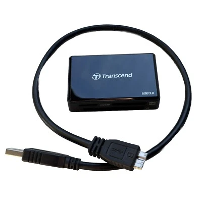 Transcend RDF8K Card Reader CF / MicroSD / SDHC SDXC SD Card Slot + USB Cable - Image 1 of 4