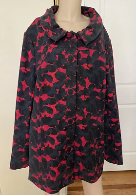 Chaqueta forrada de mezcla de algodón roja y negra J Peterman talla 20 Foto 1 de 4