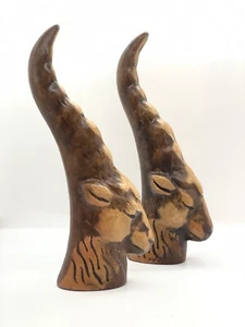Kunstkeramik Gazelle Hornköpfe Keramik Figuren Antilope MCM 2er Set - Bild 1 von 9