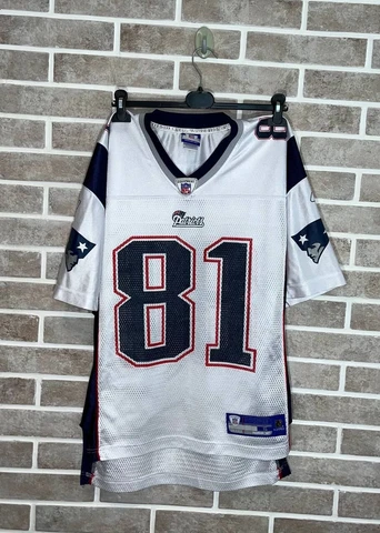 Vintage Reebok NFL New England Patriots Randy Moss 81 White Jersey Mens Size S Cover