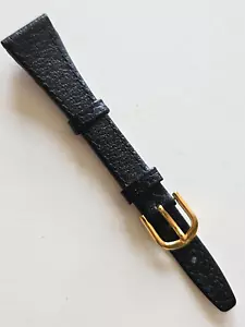 16 mm - schwarzes Schweinefell Echtleder Uhrenarmband - (Goldschnalle) - Bild 1 von 2