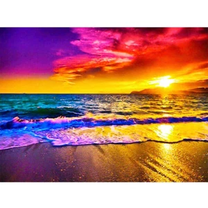 5D Diamond Painting Embroidery Cross Stitch Art Kit Sunset Beach Full Drill Gems - Picture 1 of 11