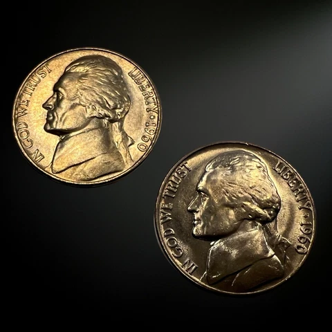 1960 P & D  Jefferson Nickel - BU Set Pulled From OBW Rolls Cover