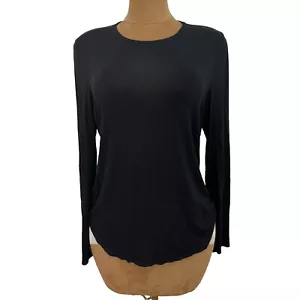 Eileen Fisher Black Stretch Knit Tunic Tee Shirt Womens Size L Casual Tops - Picture 1 of 14