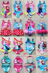 UK SELLER Elsa Anna Frozen Girls Swimwear Swimming Costume Suit Beach 2-12Y - Picture 1 of 14