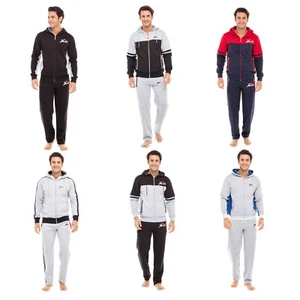 Mens Hooded Athletic Full Zip Fleece X-2 Tracksuit Jogging Sweatsuit - Picture 1 of 38