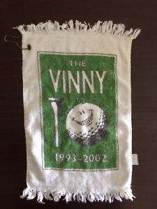 GOLF TOWEL - THE VINNY GOLF TOURNAMENT 1993-2002, WITH CARRY CLIP/RING
