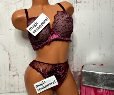 JUEGO DE BRAGUITAS VICTORIAS SCRET 34DDD FORRADAS DEMI BRA L MALLA TERCIOPELO DE ENSUEÑO CORTE SUAVE Foto 1 de 2