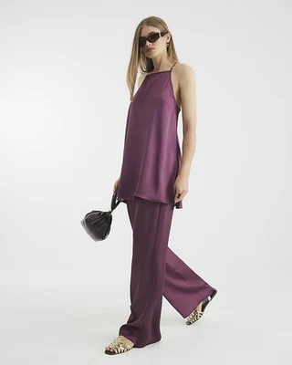 River Island Womens Purple Woven Trousers Size 18 - Image 1 of 4