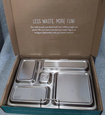 PlanetBox Rover 不锈钢午餐盒 全新 带 2 个食物杯 — 第 1/4 张图片