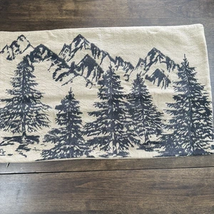 POTTERY BARN RUSTIC FOREST EMBROIDERED LUMBAR PILLOW COVER, 16X26" ~ NEUTRAL - Picture 1 of 7