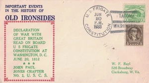20 Jun 1933 Naval Cover, USF Constitution, #2203 Tacoma WA - Bild 1 von 3
