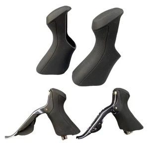 Black Rubber Gear Shift Covers Perfect Fit for Road Bike Brake Handles - Picture 1 of 12