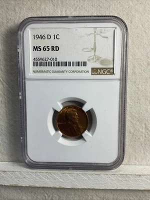 1946-D 1C LINCOLN WHEAT CENT NGC MS65 RD - Image 1 of 4