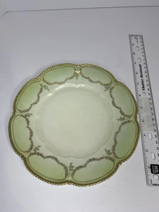 Antique R.S. Prussia Green & Gold Scalloped Plate Rare Find - Picture 1 of 8