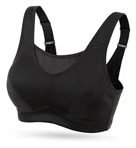 High Impact Sports Bras for Women Plus Size Non Padded Wirefree 36DDD Black - Picture 1 of 7