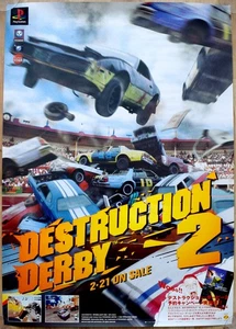 Destruction Derby 2 (1996) RARE PS1 51.5cm x 73cm Japanese Promotional Poster - Picture 1 of 2