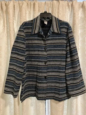 Chaqueta/blazer mujer años 90/Y2K de Sag Harbor, talla 16 azul/negro rayas mujer’s  Foto 1 de 4