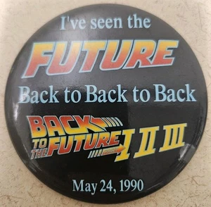 Back to The Future Trilogy Movie Button Pinback I II III Promo Vintage 1990 Mcfl - Afbeelding 1 van 4