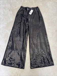 Marks and Spencer Wide Leg Sequin Trousers Size 10 Reg - Picture 1 of 8