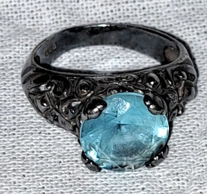 STERLING SILVER BLUE STONE RING 4.1G SIZE 5.5 - Picture 1 of 6