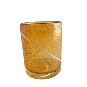 Vintage Venini Disaronno Amber Glass Controlled Bubble Tumbler With White 4” - Picture 1 of 5