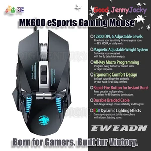 EWEADN MK600 Gaming Mouse 12800DPI RGB Wired Programmable Magnetic Weight Ergon - Bild 1 von 2