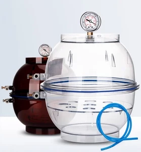 Transparent Plastic Vacuum Desiccator with Gauge Lab Dry Box Airtight Container - Picture 1 of 7