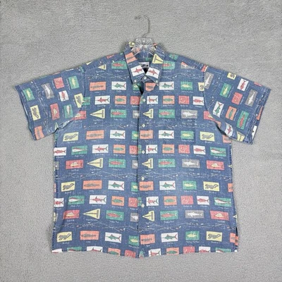Camisa Reyn Spooner Para Hombre XL Azul Vida Marina Skunk Fiesta Hawaiana EE. UU. De Colección Foto 1 de 4