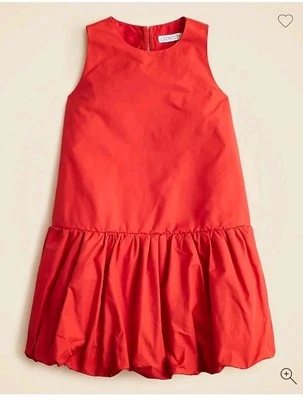 Nuevo con etiquetas Vestido J.Crew Crewcuts Talla 10 Niñas Cintura Caída Burbuja Tafetán Rojo Rubí CF305 Foto 1 de 4