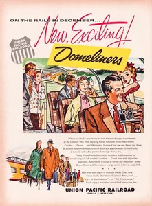 Druckanzeige Union Pacific Railroad Zug 1954 Domeliner ganze Seite 10,5"x 13,5" - Bild 1 von 1