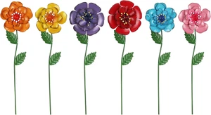 6-Pack Metal Flower Garden Stakes - Colorful Outdoor Decor for Lawn, Patio - Picture 1 of 7