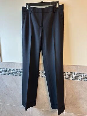 Nuevo sin etiquetas Pantalón Gunex Negro Mezcla Lana Pierna Recta Puños Talla 4 Hecho en Italia Foto 1 de 4