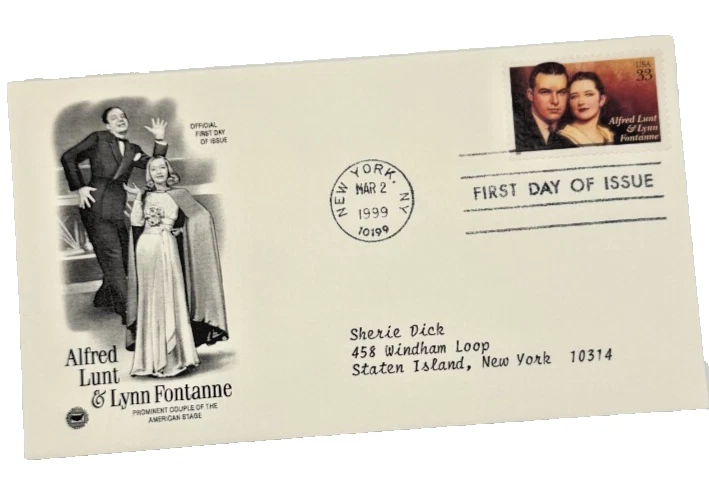 Alfred Lunt And Lynn Fontanne Prominent Couple Of The American Stage 1999 Stamp - Image 1 of 2