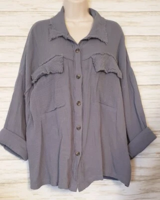 Túnica Shaket Top Unionbay para mujer XL dobladillo crudo bolsillos azul pizarra Foto 1 de 4