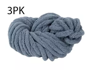 3 PACK - Dark Gray Chenille Chunky Yarn 95 ft 31.7 yd - Picture 1 of 1
