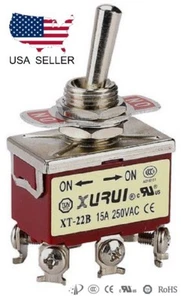 INTERRUPTOR DE PALANCA DE ENCENDIDO DPDT DE ALTA RESISTENCIA 20A 125V, 15A 250V TERMINALES DE TORNILLO (22B) - Imagen 1 de 1