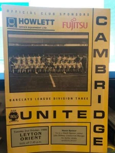 Cambridge United - Leyton Orient Fußball Programm 02.10.90 - Bild 1 von 1