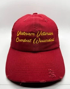 Cappello Berretto Vietnam Veterano Combattimento Ferito Adulto Regolabile Cotone Rosso Anticato - Foto 1 di 8