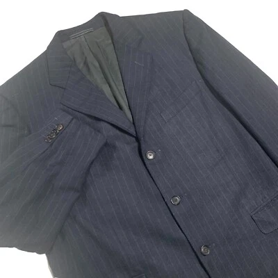 Chaqueta Ermenegildo Zegna Hombres 44R Negra Su Misura 15 Milmil 15 Lana Blazer Rayas Foto 1 de 4