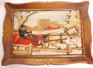 3-D WALL HANGING PLAQUE "A WINTER RIDE" - Picture 1 of 1