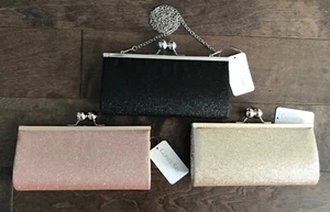 Pochette Gunne Sax sera cocktail nera/oro/rosa glitter chiusura a sfera - Foto 1 di 16